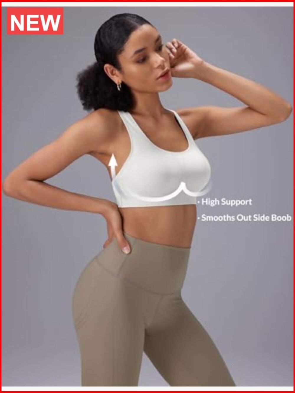High Impact Sports Bra, Adjustable Racerback, Padded Molded Cup, Wirefree View 3